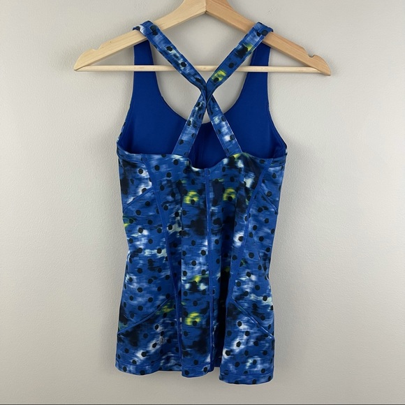 LULULEMON Kanto Catch Me Windy Blooms Saphire Blue Polka Dot Tank Top - Picture 6 of 10